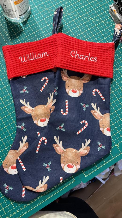 Embroidered Christmas stocking