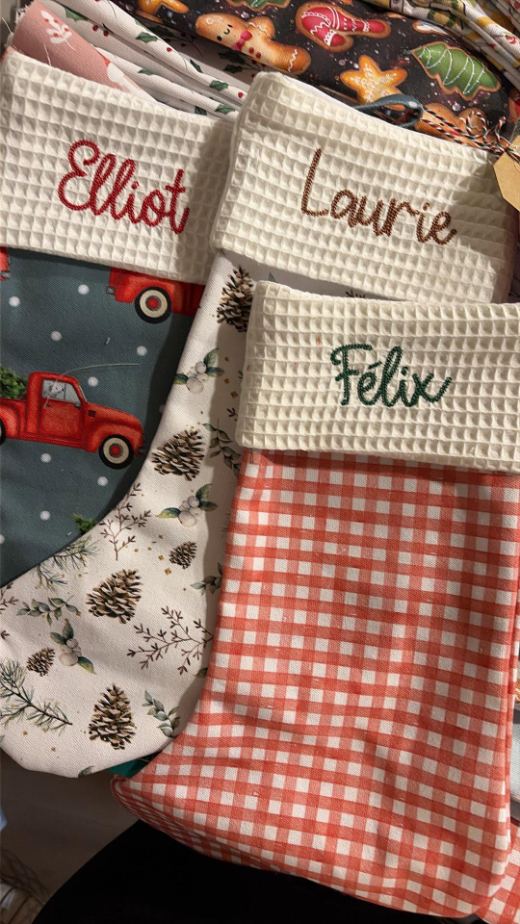 Embroidered Christmas stocking