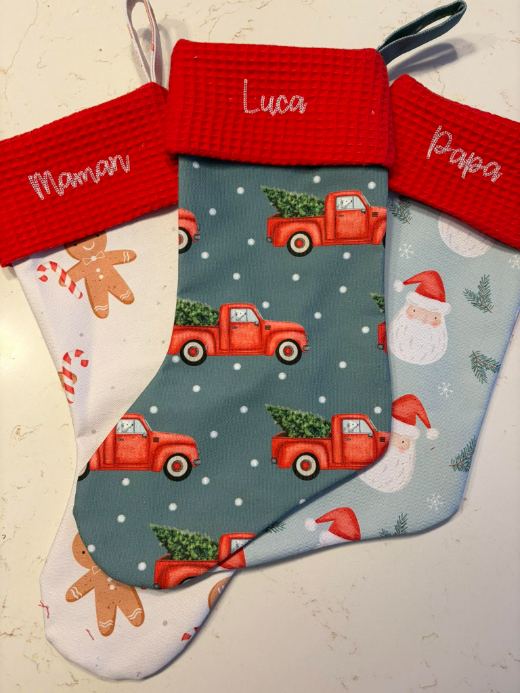 Embroidered Christmas stocking