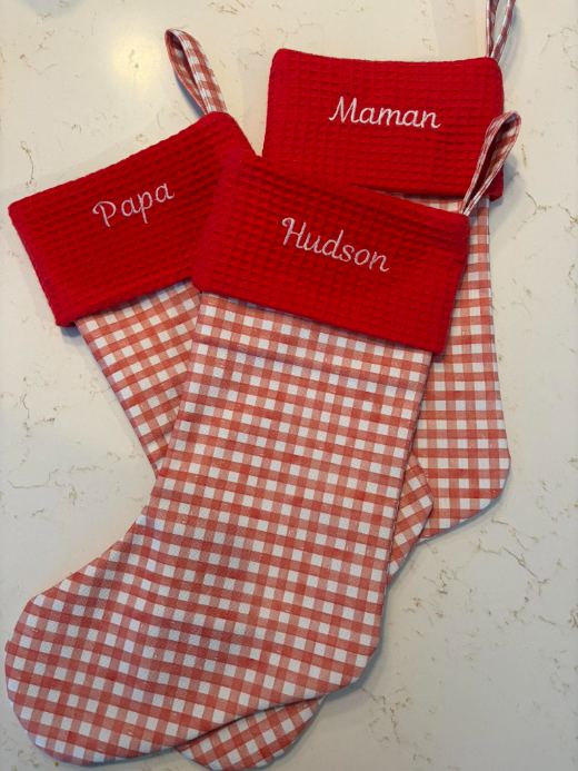 Embroidered Christmas stocking